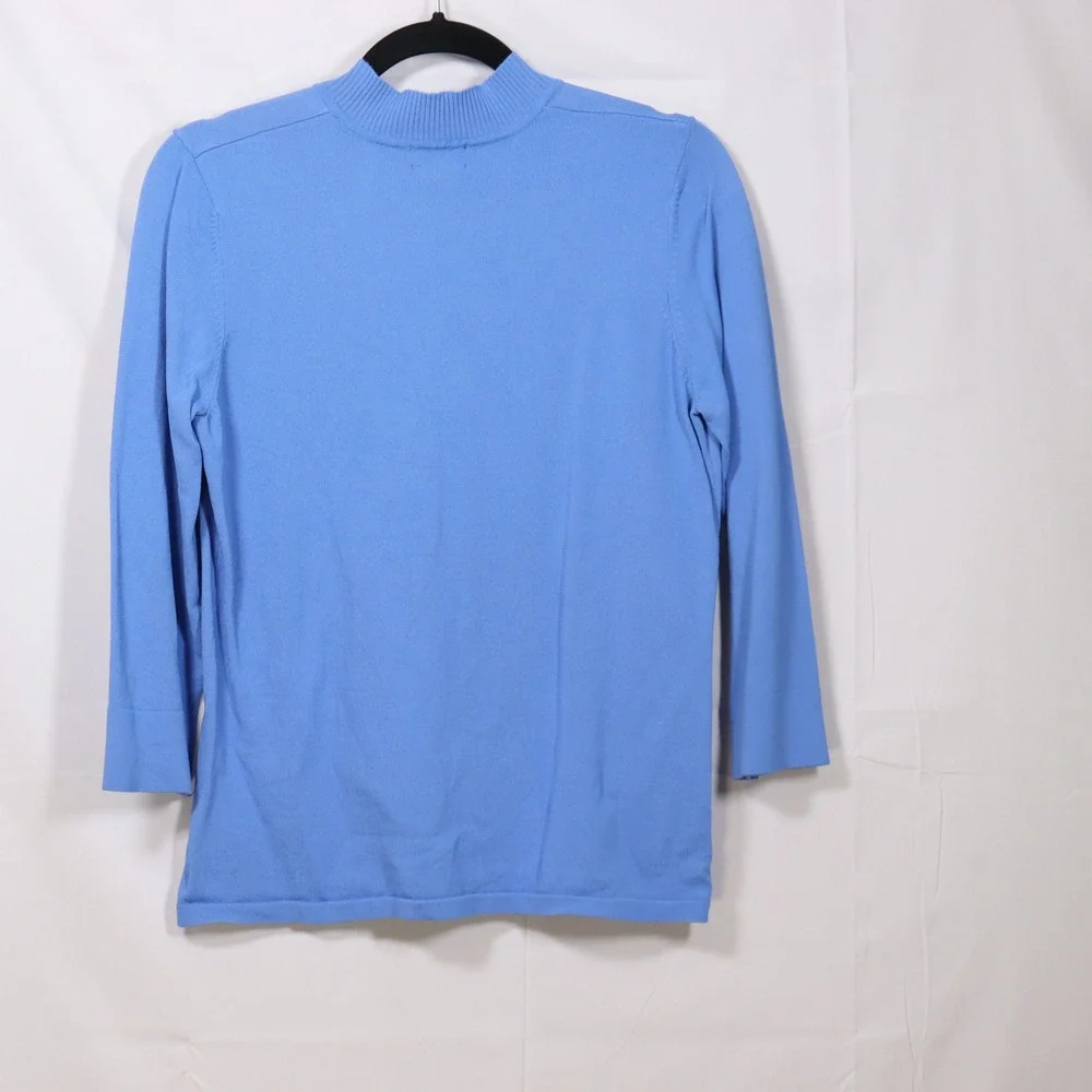 Rafaella V-Neck Sweater M Blue Women Preppy Classic